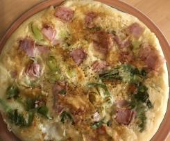 Pfannkuchen herzhaft mit Käse, Lauch und Schinken