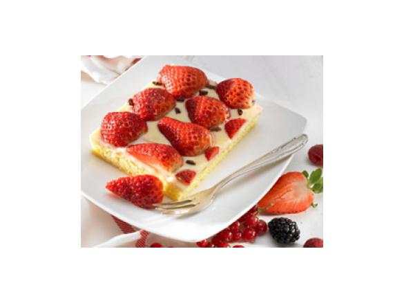 Erdbeerkuchen mit Vanillepudding