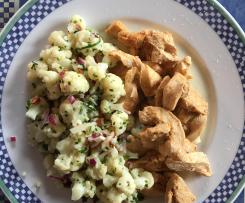 Lauwarmer Blumenkohlsalat mit Hähnchenbruststreifen - Low Carb - HCG 21-Tage SWK