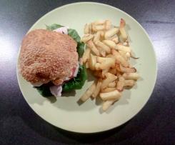 Hähnchenburger mit Mozzarella und würziger Zwiebelade