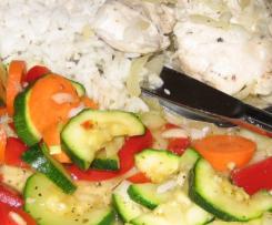 Hühnchenbrustfilet mit Gemüse und Reis (All-in-one)