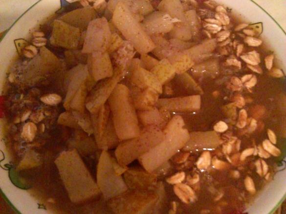 Birnen Soya Joghurt Frühstück - vegan - veggie - mit oder ohne carbs - gesund - fitness