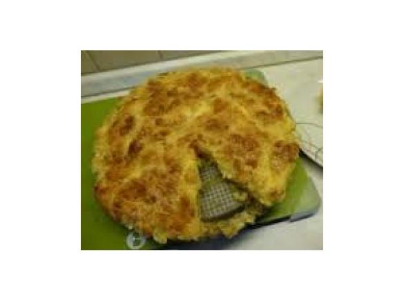 Birnenkuchen mit Rahmguss und Mandelkrokant