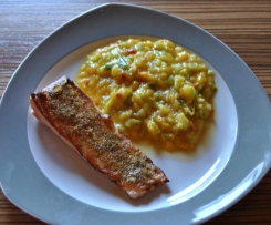 Gurken-Mango Relish mit Currylachs