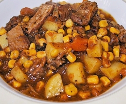 Südafrikanischer Kürbis Lamm Eintopf