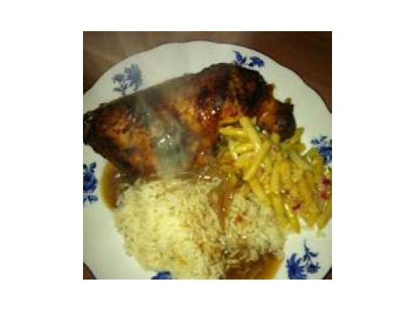 Hähnchenkeulen mit Tomaten-Honighaube