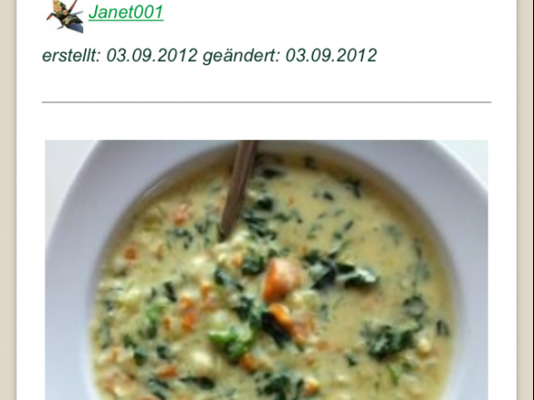 Variation schnelle, kalorienarme Variante d. Spinat-Kartoffel-Suppe (vegan)