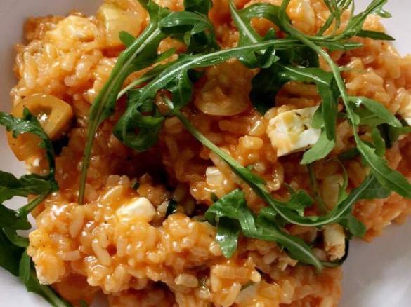 Risotto mit Feta und Rucola