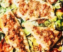 Fischfilet mit Tomatenkruste und Ofengemüse