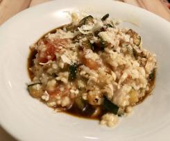 Risotto mit pulled chicken und Zucchini