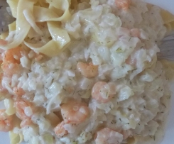 Tagliatelle mit Scampi-Käse-Sauce WW