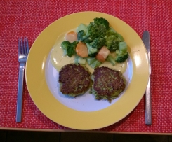 Fischfrikadellen (Fischfrikkos) mit Reis, Brokkoli und Curry-Ingwer Sauce (nach Finessen 2/15)