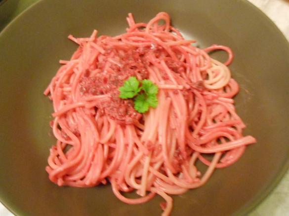 Spagetti Vampirosa (Spagetti mit rote Beete Sauce)