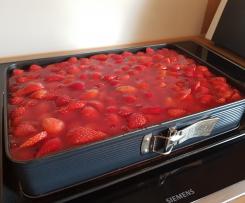 Erdbeerkuchen mit Schmand für ein Blech