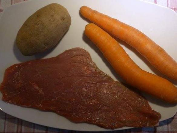 Karotte Kartoffel Kalbfleisch Brei