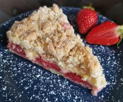 Streuselkuchen mit Erdbeeren und Vanillecreme
