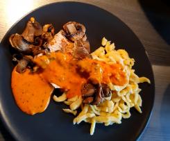 Putensteak Jägerart mit Spätzle
