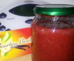Erdbeer-Rharbarber Marmelade mit einem leichten Hauch von Vanille => schnell + einfach !