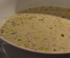  Porree / Käse Suppe mit Hackfleisch