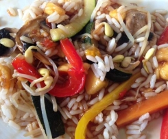 Gemüse, süß-sauer mit Reis