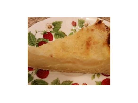 Streuselkuchen mit Birne und Pudding