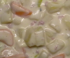 Kartoffel mit Möhren und Lauch in Bechamelsauce