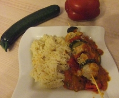 Putenspieße mit Schaschliksoße