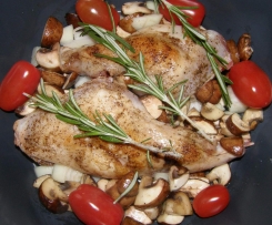 Kaninchenkeulen mit Kräuter und Gemüse (m. orig.) 