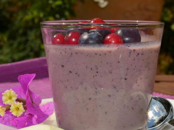 panna cotta mit Blaubeeren