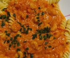 Spagetti mit Tomaten-Shrimps- Soße