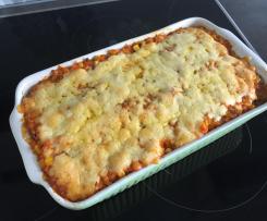 Reisauflauf mit Hack und Salsa