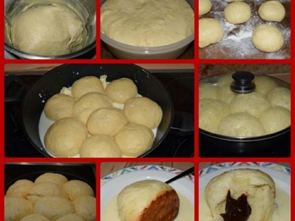 Süße Dampfnudeln mit Vanillesauce