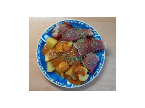 Geflügelfilets mit Balsamico-Tomaten-Sauce und Kartoffeln