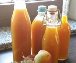 Pfirsichlikör  mit frischen Pfirsichen 