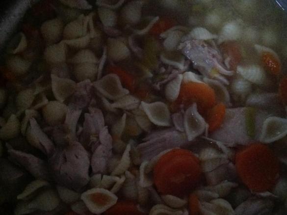 Hühnersuppe mit Nudeln und Karotten