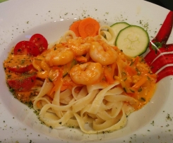 Pasta Scampi / Nudeln mit Garnelen 
