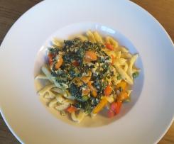 Spätzle mit Räuchertofu, vegetarisch