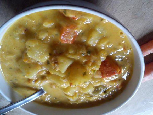pikanter Kürbis (Kartoffel, Lauch) Eintopf