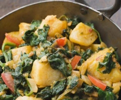 Palak Alu - Spinat m. Kartoffeln (vegan)