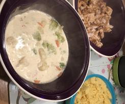 Hähnchengeschnetzeltes in Gemüse-Frischkäsesauce