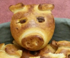 Glücksschweinchen aus Hefeteig 