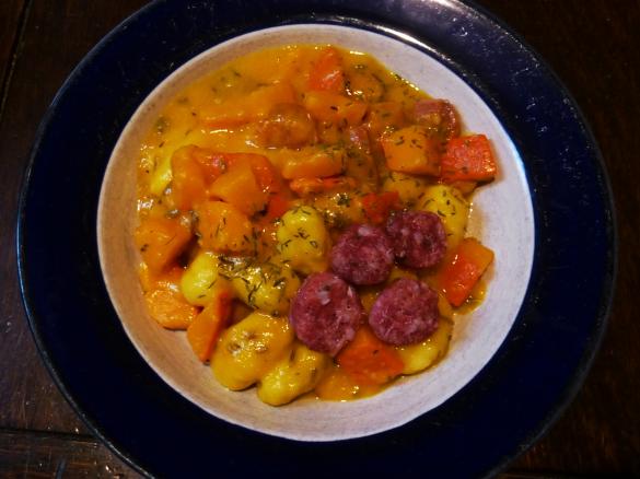 Kürbis mit Salsicce und Gnocchi