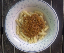 Grünkern Haschee, vegetarische  Nudelsoße