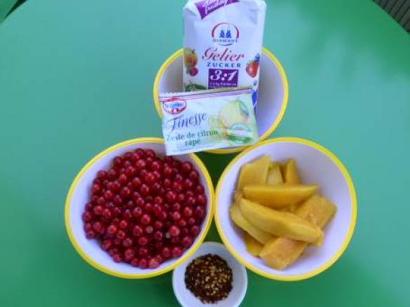 Johannisbeer-Mango-Marmelade mit Chili