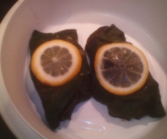 Mangoldwickel Orientalisch mit Joghurt Dipp