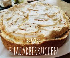 Rhabarberkuchen mit Guss und Baiserhaube