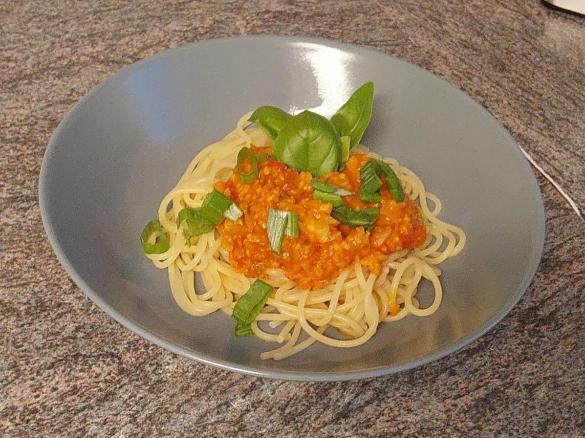 Blumenkohl - Bolognese mit Spaghetti