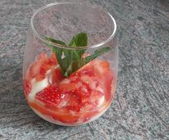 Joghurt - Limetten - Mousse mit Erdbeerragout