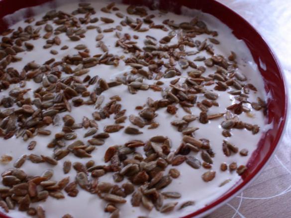 Rote Grütze Creme mit Sonnenblumenkernen