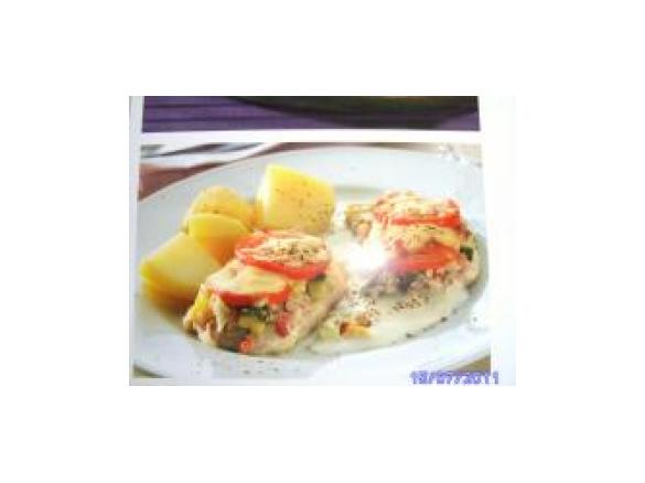 Überbackenes Schweineschnitzel mit Kartoffeln  